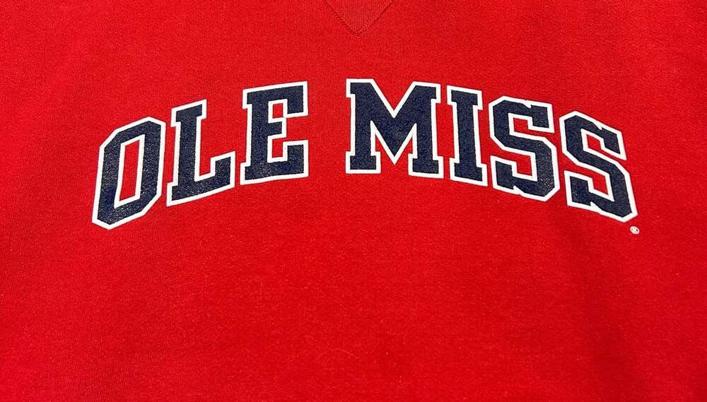 Vintage Russell Athletic Ole Miss University Sweatshirt Red Crewneck XL - Picture 5 of 8